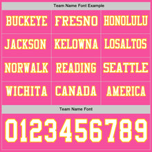Load image into Gallery viewer, Custom Pink White-Yellow Long Sleeve Authentic Football Jersey