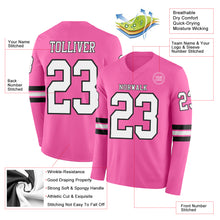 Load image into Gallery viewer, Custom Pink White-Black Long Sleeve Authentic Football Jersey