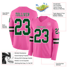 Load image into Gallery viewer, Custom Pink Green-White Long Sleeve Authentic Football Jersey