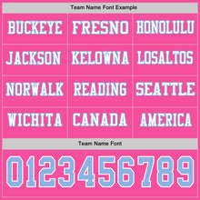 Load image into Gallery viewer, Custom Pink Light Blue-White Long Sleeve Authentic Football Jersey