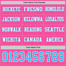 Load image into Gallery viewer, Custom Pink Sky Blue-White Long Sleeve Authentic Football Jersey