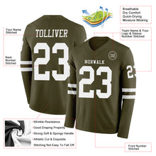 Load image into Gallery viewer, Custom Olive White Long Sleeve Salute To Service Authentic Football Jersey