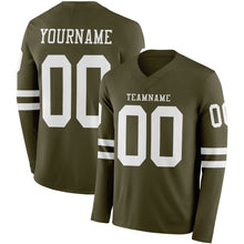 Load image into Gallery viewer, Custom Olive White Long Sleeve Salute To Service Authentic Football Jersey