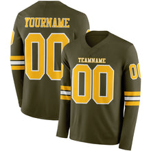 Load image into Gallery viewer, Custom Olive Gold-White Long Sleeve Salute To Service Authentic Football Jersey