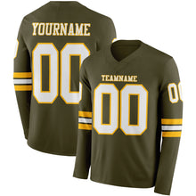 Load image into Gallery viewer, Custom Olive White-Gold Long Sleeve Salute To Service Authentic Football Jersey