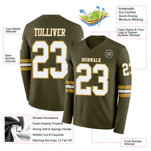 Load image into Gallery viewer, Custom Olive White-Old Gold Long Sleeve Salute To Service Authentic Football Jersey