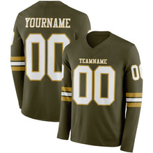 Load image into Gallery viewer, Custom Olive White-Old Gold Long Sleeve Salute To Service Authentic Football Jersey