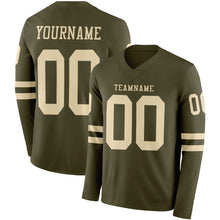 Load image into Gallery viewer, Custom Olive Cream Long Sleeve Salute To Service Authentic Football Jersey
