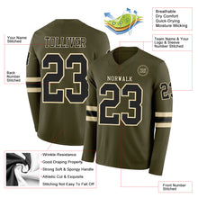 Load image into Gallery viewer, Custom Olive Black-Cream Long Sleeve Salute To Service Authentic Football Jersey