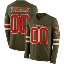 Load image into Gallery viewer, Custom Olive Red-Cream Long Sleeve Salute To Service Authentic Football Jersey