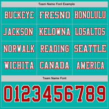 Load image into Gallery viewer, Custom Aqua Red-White Long Sleeve Authentic Football Jersey