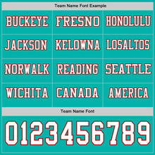 Load image into Gallery viewer, Custom Aqua White-Red Long Sleeve Authentic Football Jersey