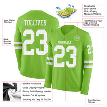 Charger l'image dans la galerie, Custom Neon Green White Long Sleeve Authentic Football Jersey