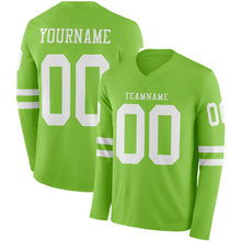 Charger l'image dans la galerie, Custom Neon Green White Long Sleeve Authentic Football Jersey