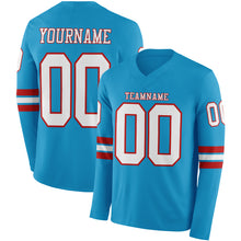 Загрузить изображение в средство просмотра галереи, Custom Panther Blue White-Red Long Sleeve Authentic Football Jersey