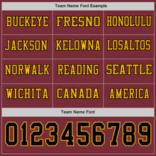 Load image into Gallery viewer, Custom Burgundy Black-Gold Long Sleeve Authentic Football Jersey