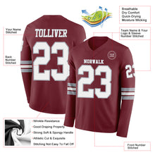 Charger l'image dans la galerie, Custom Burgundy White-Gray Long Sleeve Authentic Football Jersey
