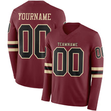 Charger l'image dans la galerie, Custom Burgundy Black-Cream Long Sleeve Authentic Football Jersey
