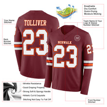 Charger l'image dans la galerie, Custom Burgundy White-Orange Long Sleeve Authentic Football Jersey