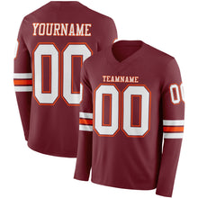 Charger l'image dans la galerie, Custom Burgundy White-Orange Long Sleeve Authentic Football Jersey
