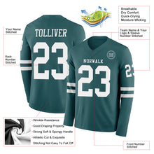 Load image into Gallery viewer, Custom Midnight Green White Long Sleeve Authentic Football Jersey
