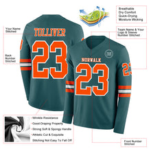 Load image into Gallery viewer, Custom Midnight Green Orange-White Long Sleeve Authentic Football Jersey