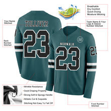 Load image into Gallery viewer, Custom Midnight Green Black-White Long Sleeve Authentic Football Jersey