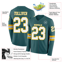 Load image into Gallery viewer, Custom Midnight Green White-Gold Long Sleeve Authentic Football Jersey
