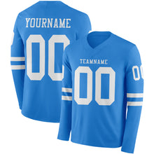 Laden Sie das Bild in den Galerie-Viewer, Custom Powder Blue White Long Sleeve Authentic Football Jersey