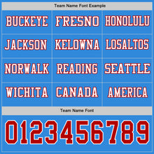 Load image into Gallery viewer, Custom Powder Blue Red-White Long Sleeve Authentic Football Jersey