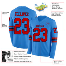 Load image into Gallery viewer, Custom Powder Blue Red-Navy Long Sleeve Authentic Football Jersey