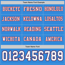 Load image into Gallery viewer, Custom Powder Blue White Royal-Red Long Sleeve Authentic Football Jersey