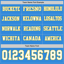 Load image into Gallery viewer, Custom Powder Blue White-Yellow Long Sleeve Authentic Football Jersey