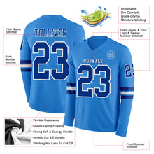 Load image into Gallery viewer, Custom Powder Blue Royal-White Long Sleeve Authentic Football Jersey