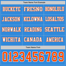 Load image into Gallery viewer, Custom Powder Blue Orange-White Long Sleeve Authentic Football Jersey