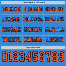 Load image into Gallery viewer, Custom Powder Blue Orange-Black Long Sleeve Authentic Football Jersey
