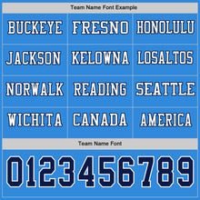 Load image into Gallery viewer, Custom Powder Blue Navy-White Long Sleeve Authentic Football Jersey