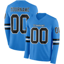 Laden Sie das Bild in den Galerie-Viewer, Custom Powder Blue Black-White Long Sleeve Authentic Football Jersey