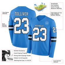 Laden Sie das Bild in den Galerie-Viewer, Custom Powder Blue White-Black Long Sleeve Authentic Football Jersey