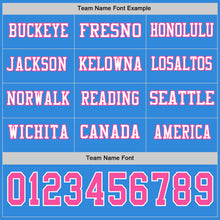 Load image into Gallery viewer, Custom Powder Blue Pink-White Long Sleeve Authentic Football Jersey