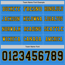 Laden Sie das Bild in den Galerie-Viewer, Custom Powder Blue Black-Gold Long Sleeve Authentic Football Jersey