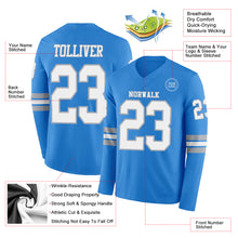 Charger l'image dans la galerie, Custom Powder Blue White-Gray Long Sleeve Authentic Football Jersey