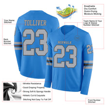 Load image into Gallery viewer, Custom Powder Blue Gray-Steel Gray Long Sleeve Authentic Football Jersey