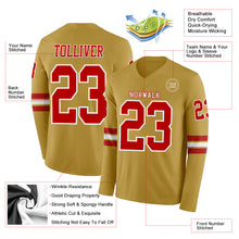 Загрузить изображение в средство просмотра галереи, Custom Old Gold Red-White Long Sleeve Authentic Football Jersey