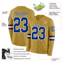 Загрузить изображение в средство просмотра галереи, Custom Old Gold Royal-White Long Sleeve Authentic Football Jersey
