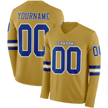 Загрузить изображение в средство просмотра галереи, Custom Old Gold Royal-White Long Sleeve Authentic Football Jersey