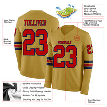 Загрузить изображение в средство просмотра галереи, Custom Old Gold Red-Navy Long Sleeve Authentic Football Jersey