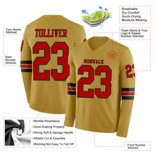 Загрузить изображение в средство просмотра галереи, Custom Old Gold Red-Black Long Sleeve Authentic Football Jersey