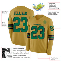 Загрузить изображение в средство просмотра галереи, Custom Old Gold Kelly Green-Black Long Sleeve Authentic Football Jersey