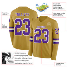 Загрузить изображение в средство просмотра галереи, Custom Old Gold Purple-White Long Sleeve Authentic Football Jersey